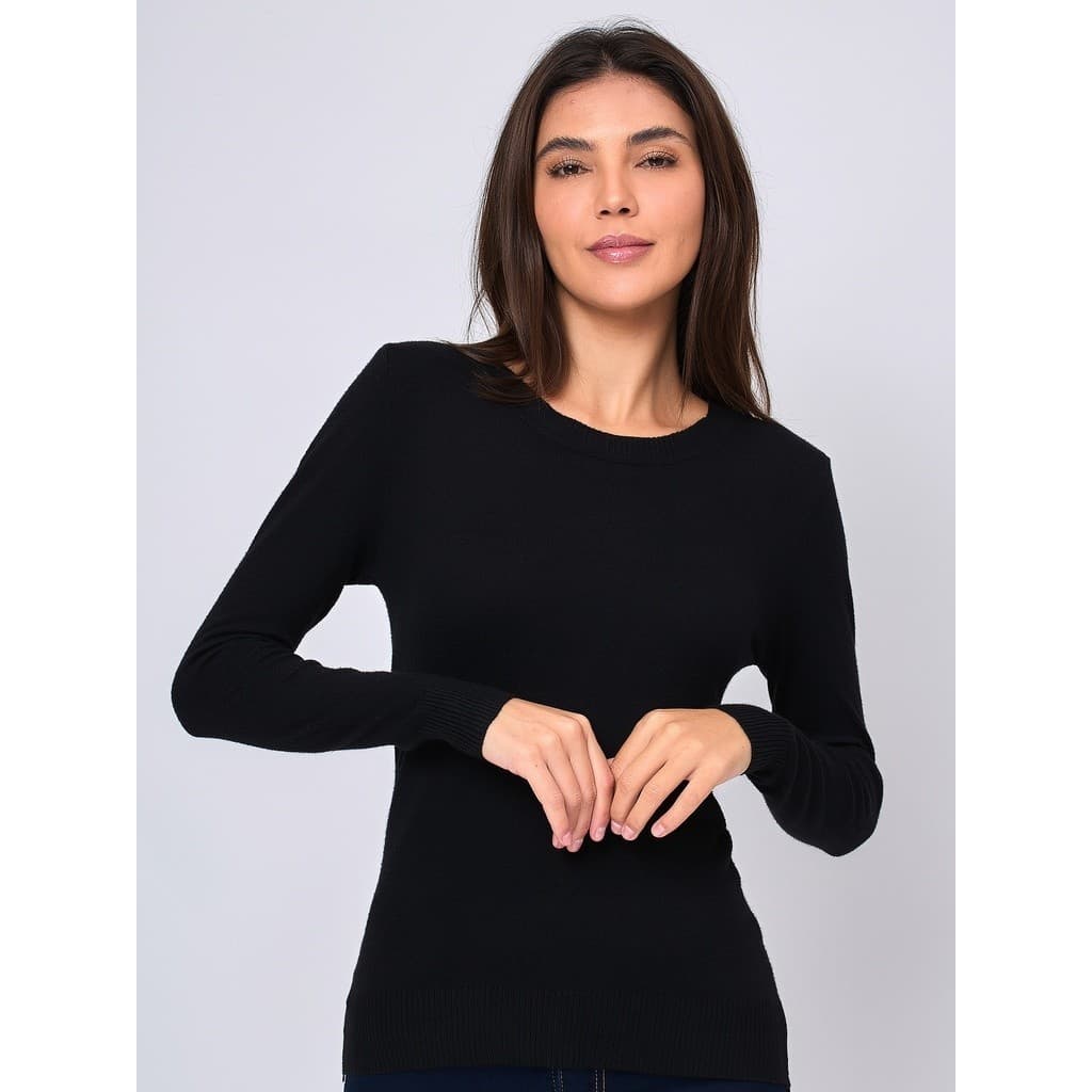 Suéter feminino Suéter Básico Blusa Lisa Gora Redonda Tricô Inverno 2023