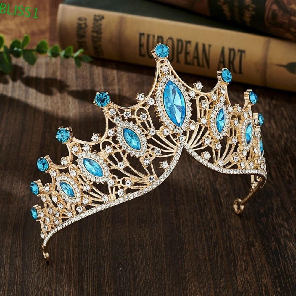 BLISS1 Princesa Tiara , Enfeites De Cabelo Coroa Barroca Multicolor , De Noiva De Metal De Strass