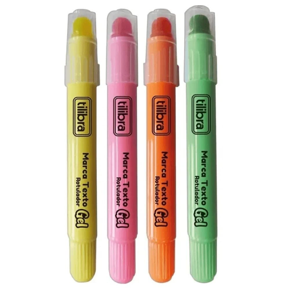 Kit 04 Caneta Marca Texto em Gel Rotulador Cores Neon Tilibra | Grifa Texto | Bíblia | Vade Mecum