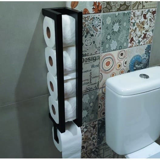 Suporte Porta Papel Higiênico em Ferro Metalon com Estilo Industrial e Capacidade para 5 Rolos