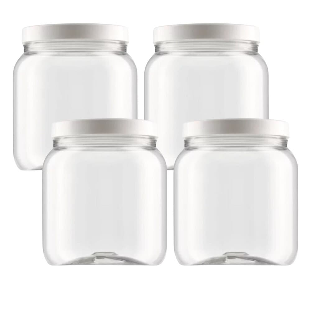 Kit 4 Potes Plasticos 1400ml Com Tampa Potes Mantimentos
