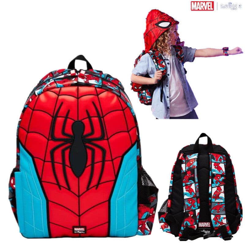 Mochila escolar australiana de estilo médio, chapéu do Homem-Aranha, mochila de primeira série para jardim de infância