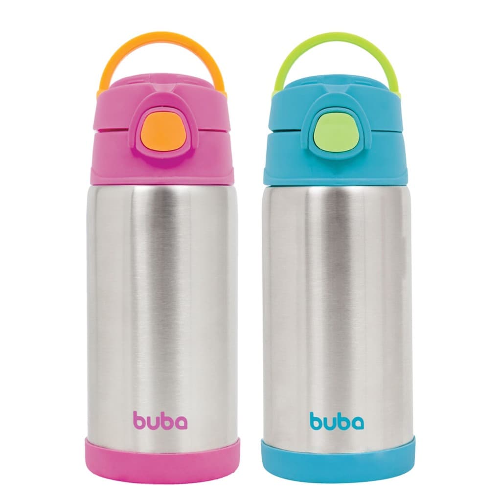 Garrafa Térmica de Água Infantil Bebê 400ml BPA Free Canudo Buba