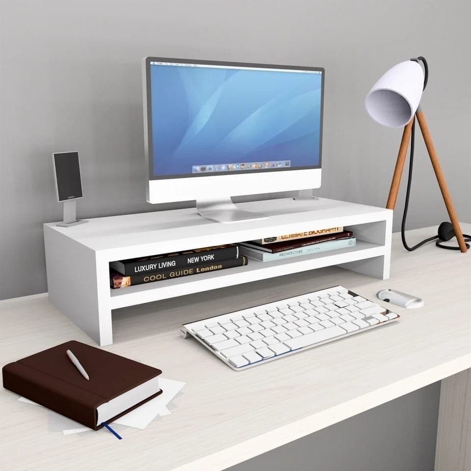 Base Suporte Monitor 45x20 Mdf 15mm Escritório Home Office Organizador Notebook Sala Quarto Prateleira Estante