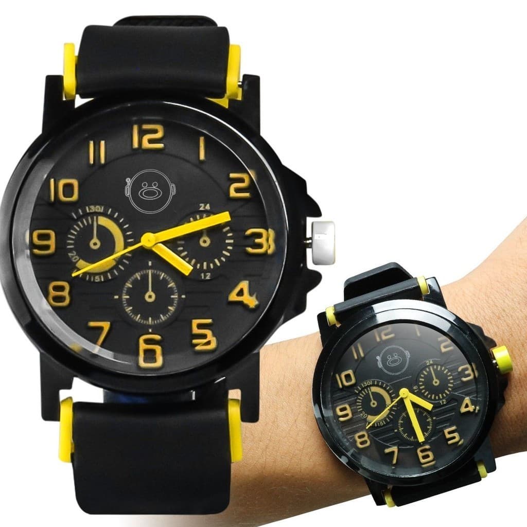 Relogio masculino preto qualidade premium silicone ajustavel presente grande analogico casual social