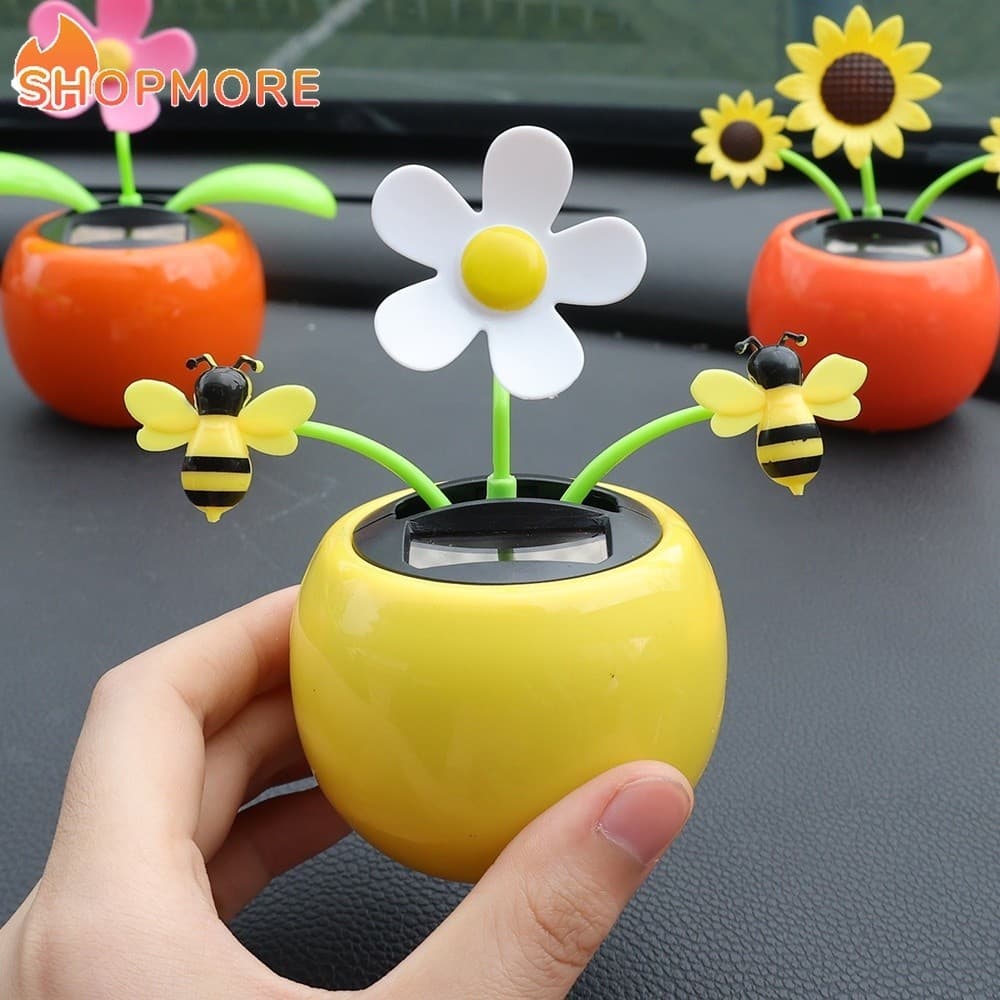 [Maravilhoso] Auto Office Girassol Solar Powered Sunflower Dancing Flower Ornaments Carro Balançando Brinquedo De