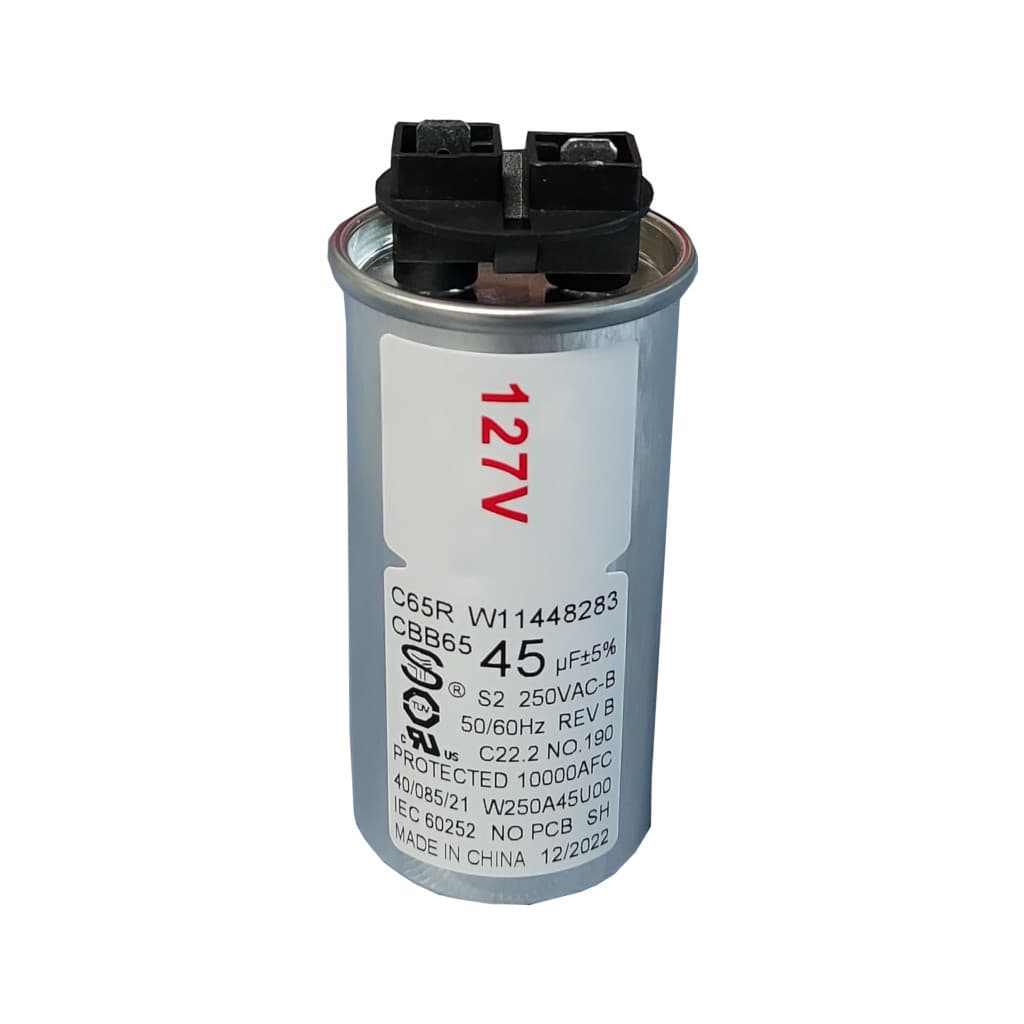 Capacitor 45 MFD 45uf 250V Máquina de Lavar Lavadora Corpo de Alumínio W11574386