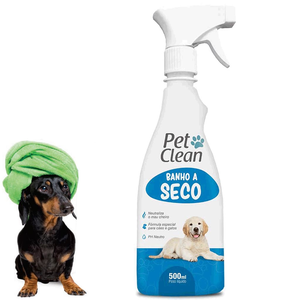 Banho a Seco Cães Gatos 500ml Líquido Spray Hidrata + Maciez