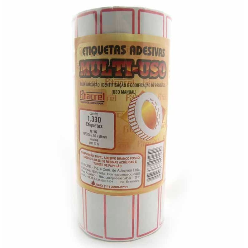 Rolo de Etiqueta Adesiva Preço Nº07 50x30 10M MULT07 Fitacrel - 4RL