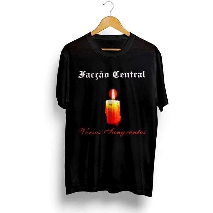 Camisa Camiseta Camisa Algodão Estampa Facção Central Versos Sangrentos