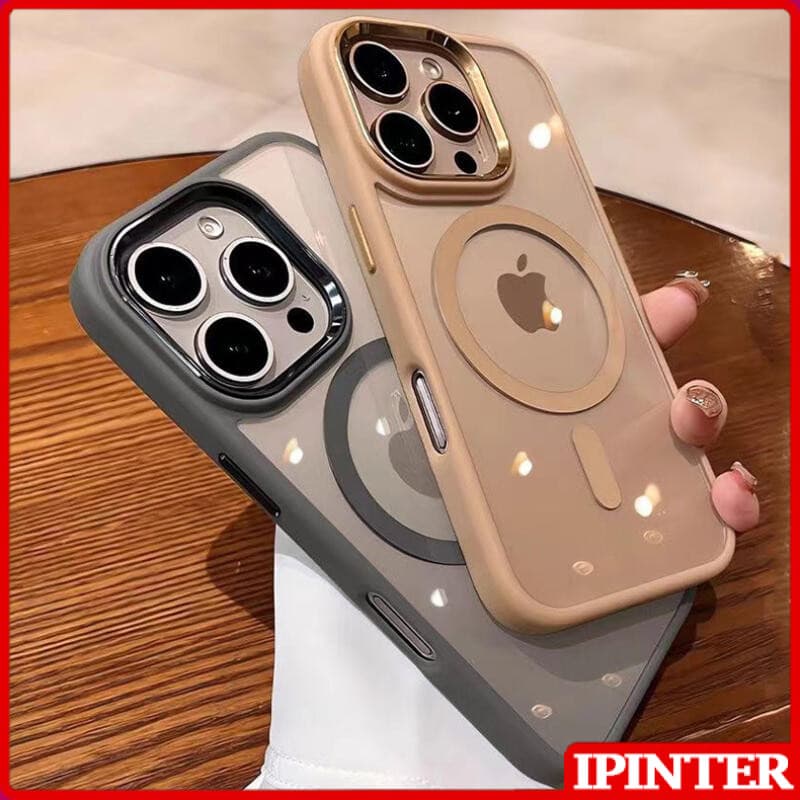 Câmera De Metal Luxuosa Protege Magsafe Capa Acrílica Transparente Para iPhone Air 17 16 15 14 13 12 11 Pro Max