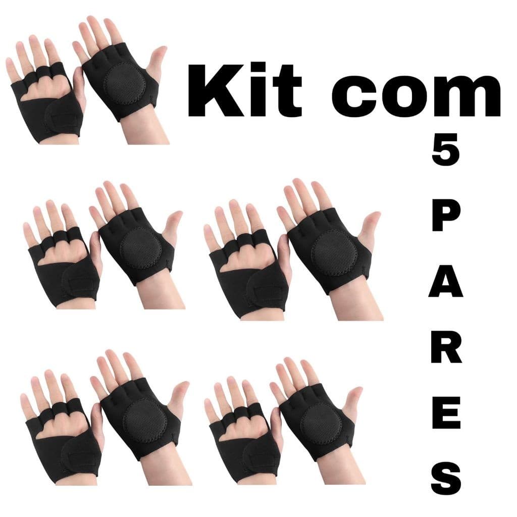 Kit Com 5 Pares Luva Para Musculação Academia Ginástica Levantamento de Peso Ciclismo Atacado Revenda