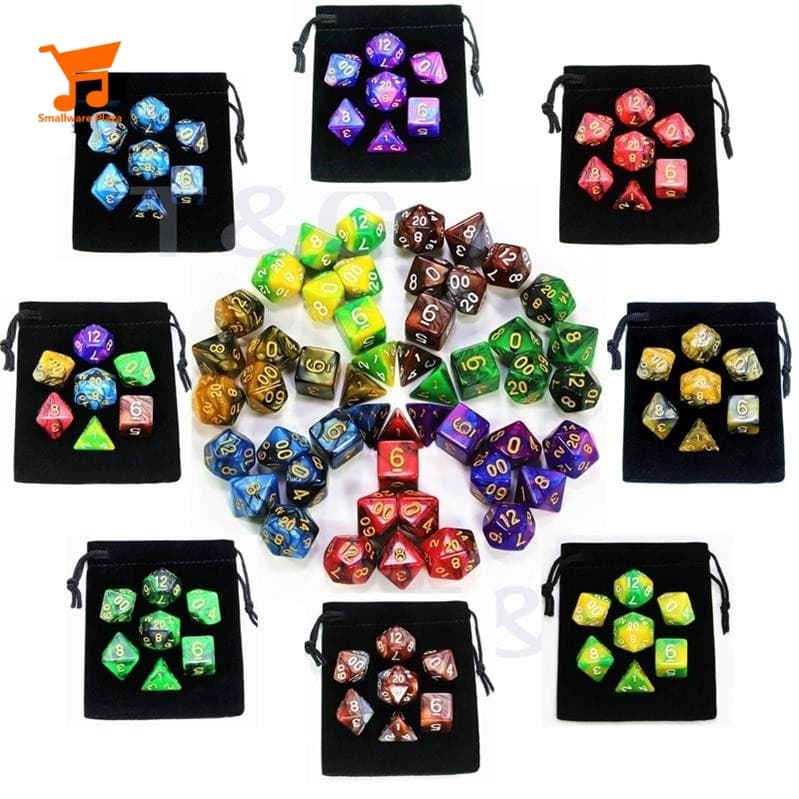Conjunto De Dados Mutiface Poliédricos De Resina Durável De 7 Unidades Para Jogos De Dramatização