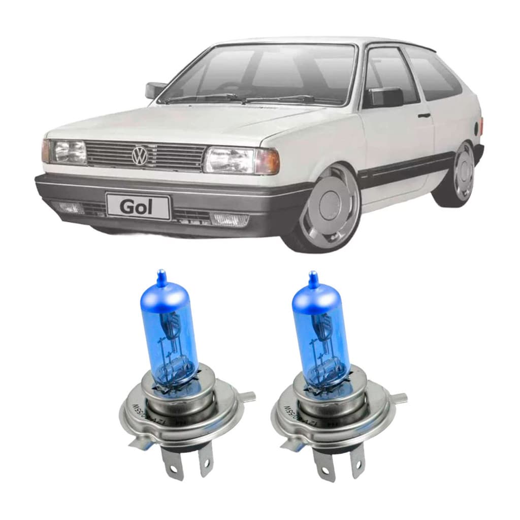 Par de Lâmpadas Super Branca Farol para Volkswagen GOL G1 1980 Até 1995 8500k H4