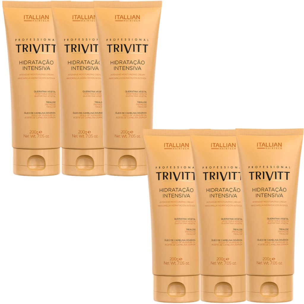 06 Máscaras Hidratação Intensiva Trivitt  200 gr Bisnaga