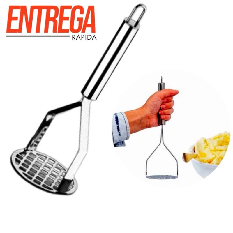 Amassador de Batatas Legumes Feijão Espremedor Aço Inox Redondo Para Pure