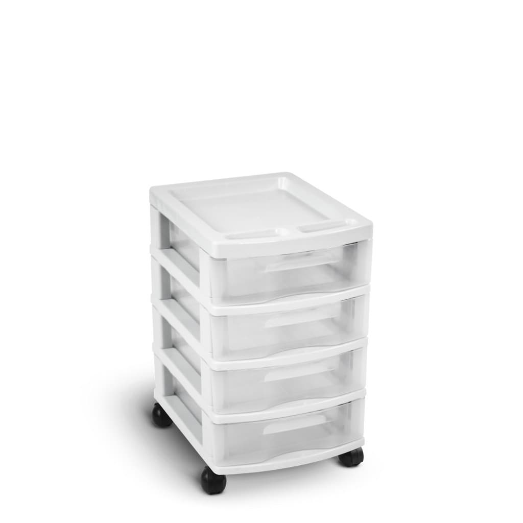 Gaveteiro plástico 4 Gavetas Transparente Armação Branca Agraplast 930