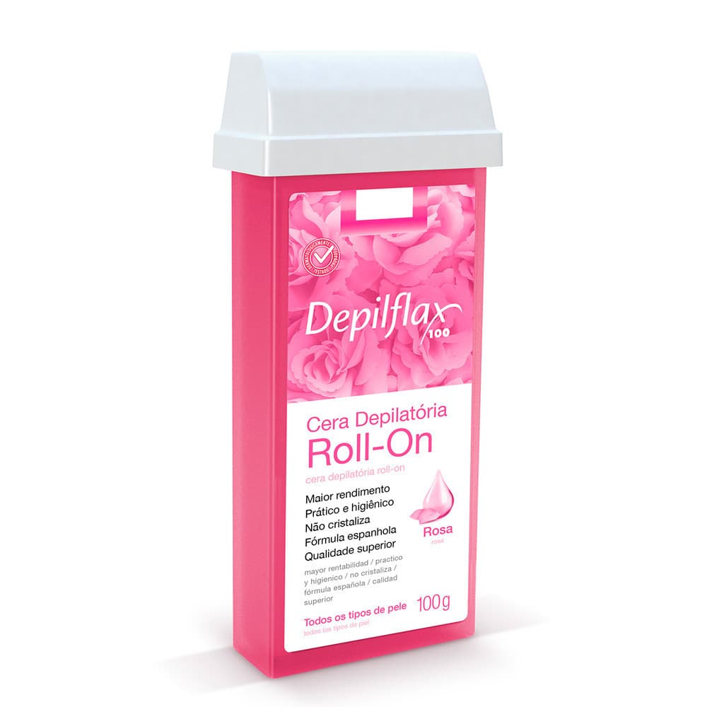 Kit 03 Refil Cera Depilatoria Roll On Rosa Depilflax 100g