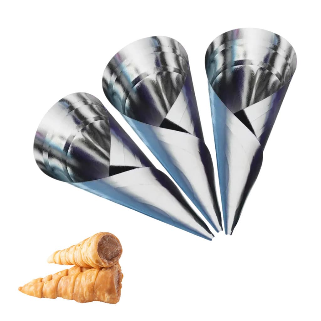 Kit 12 Forminha Canudo Massa Folhada Nº2 10x4cm Reutilizável Forma Cone Salgado Doce Recheado Folhas De Flandres