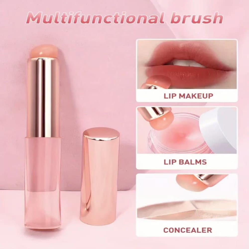 Pincel de silicone para lábios com cabeça redonda Pincel para corretivo labial Pincel para borrar os lábios