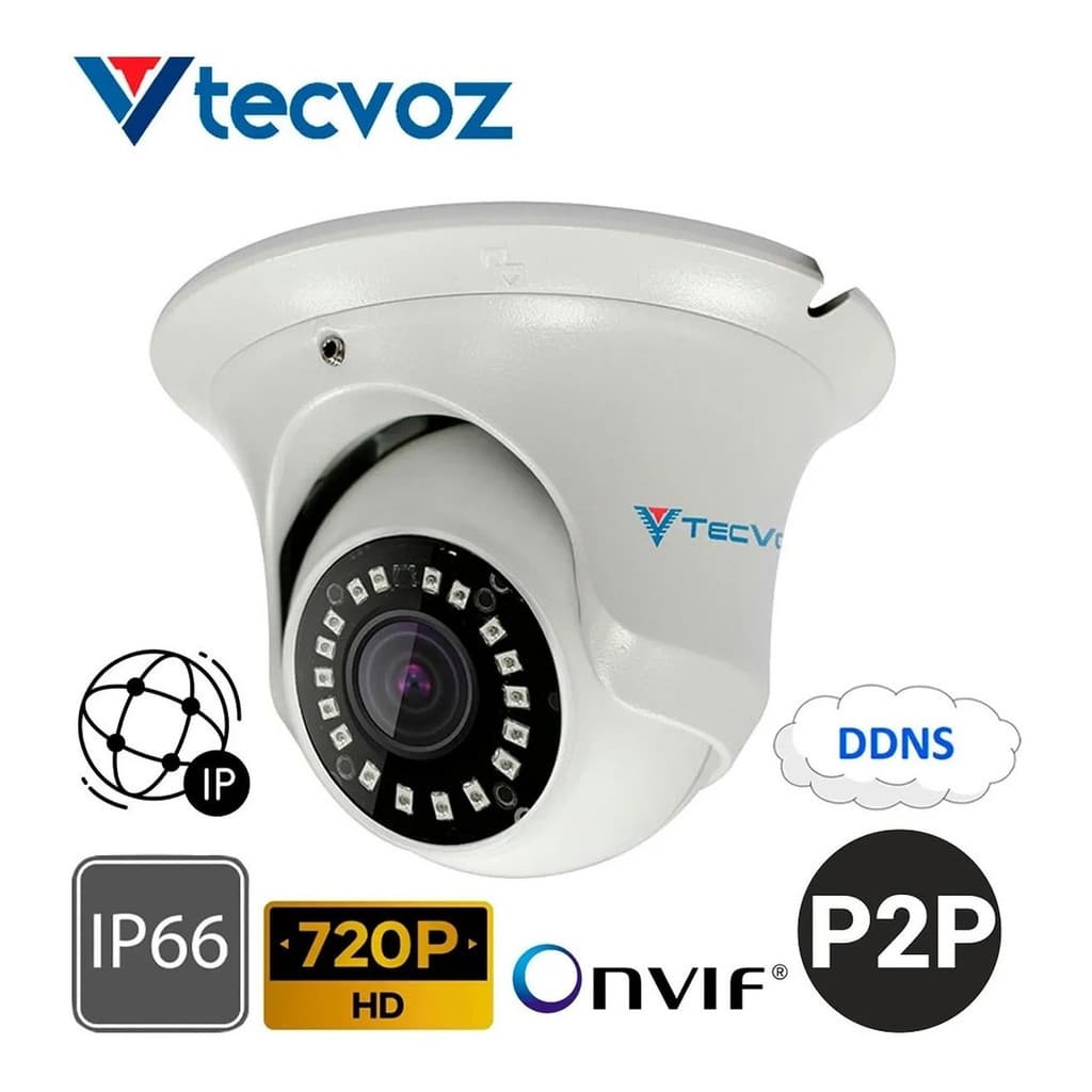 Câmera Ip Tecvoz Dome Ir 25m Tv-idm102 Lente 2.8mm 1mp 30fps