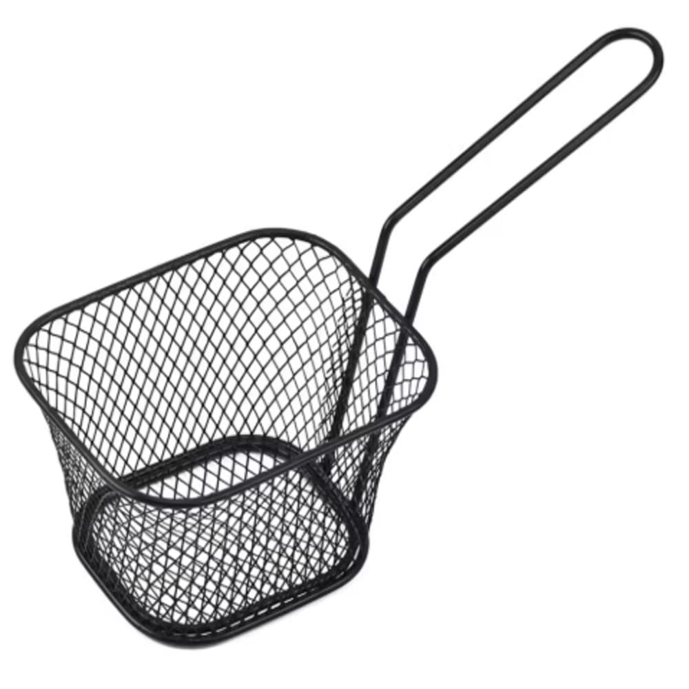 Cesta De Servir Batata Para Fritadeira Metal Preto Com Alça