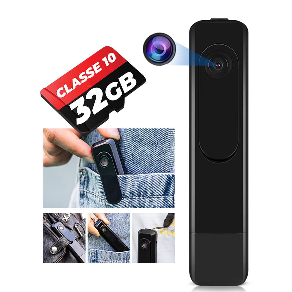 Mini Câmera Escondida + Cartão 32GB Filmadora M18 Secreta Caneta Bolso Plug Full Hd 1080p