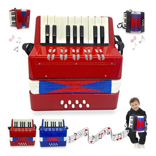 Sanfona Acordeon Infantil Maxmidia Semi Profissional 8 Baixos Grande Cor Vermelho
