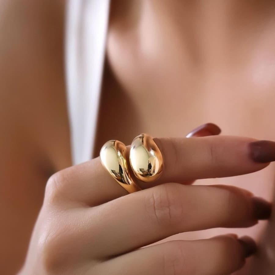 Anel Plano Ajustável De Ouro Ou Prata Feminino Acessórios De Moda N5WZ
