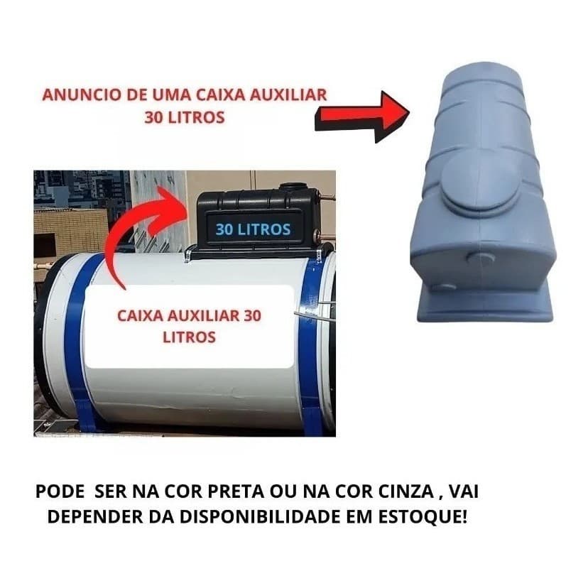Caixa D´água Auxiliar 30 Litros P/ Boiler De Aquecedor Solar