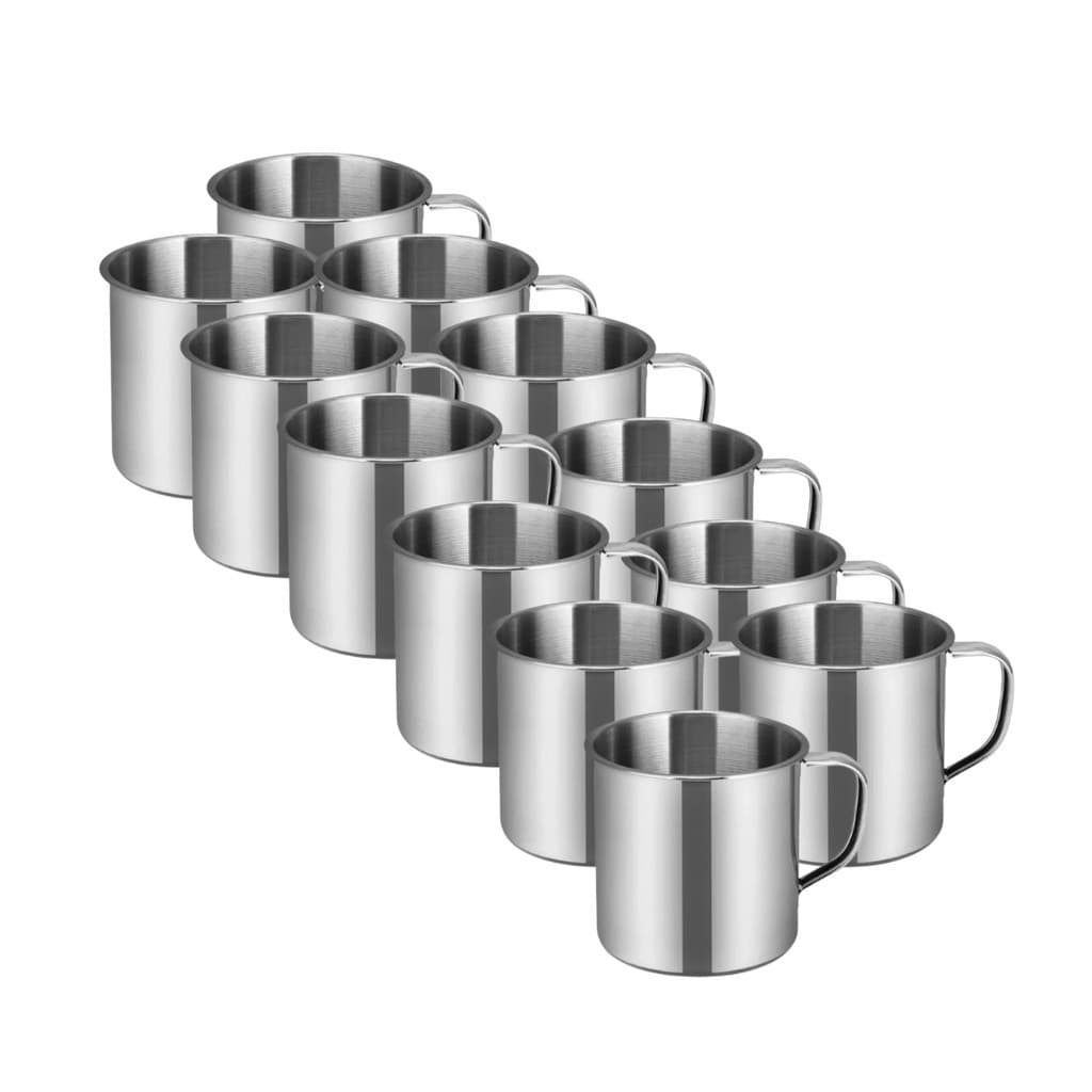Conjunto12 vezes Caneca Inquebrável Charme Polido Prata 320ml Cozinha