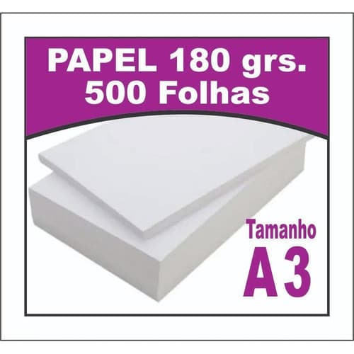 Papel Cartão Offset 180g Branco Pct 500 Folhas A3