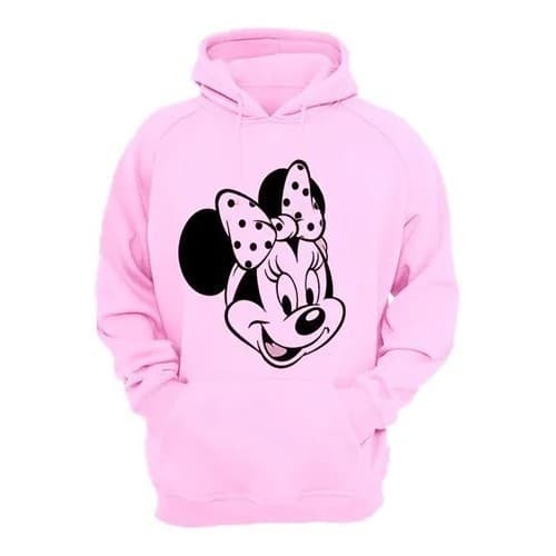 Moletom Personagem Fofo Minnie em Algodão Com Capuz