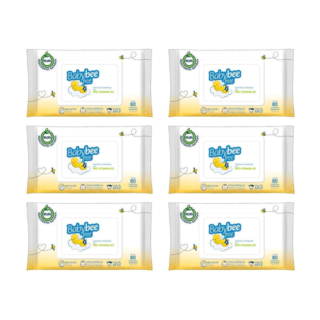 Baby Bee Free Kit 6un Toalha Umedecida - 80un cada