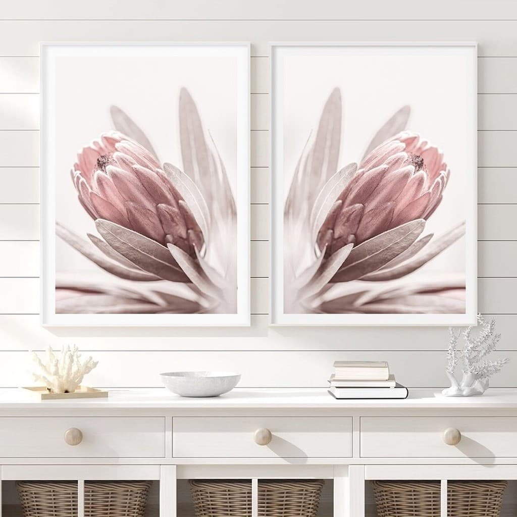 Quadro decorativo 2 peças 40x60 Flores Dupla Quadros Rosê Moderno abstrato decoração para casa sala quarto hall