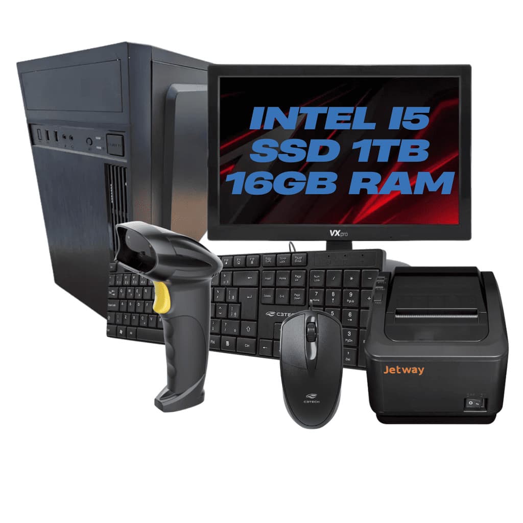 Kit Loja Pdv I5 ssd960 16 RAM +Tela +Leitor SEM FIO+ Impressora