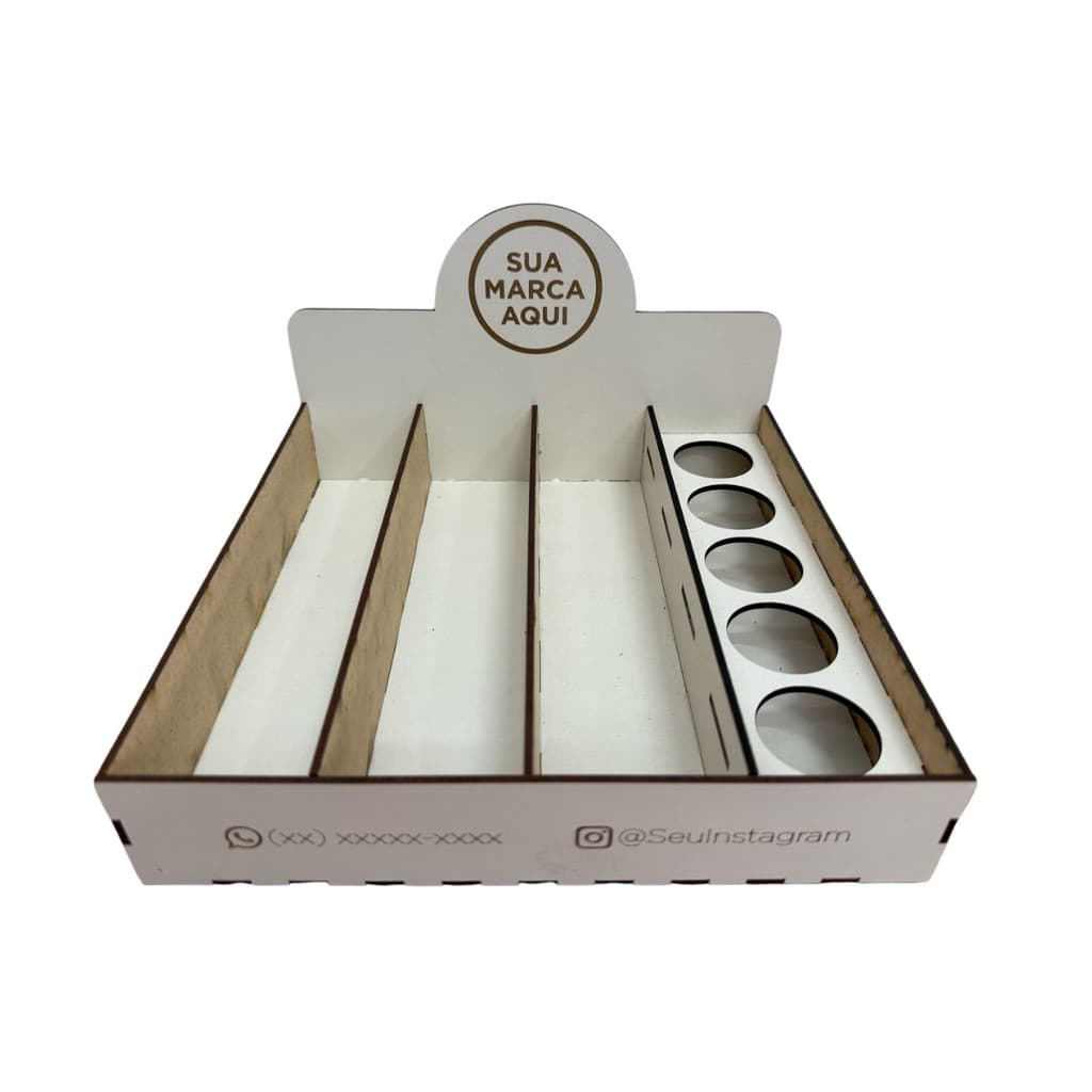 Kit 02 Expositores Com Divisória MDF branco Com Porta Brigadeiro 25x25x15 Logo Personalizado