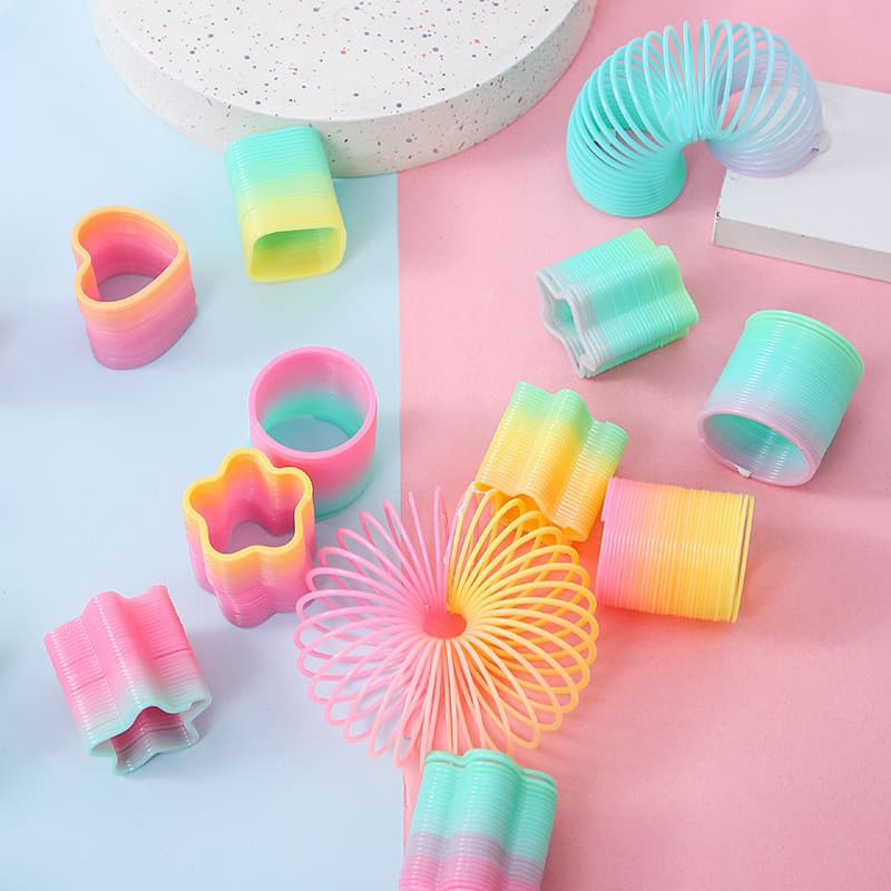 【3 pcs】Pequeno Anel Mágico Arco-Íris Mini Anel de Mola em Forma de Mola