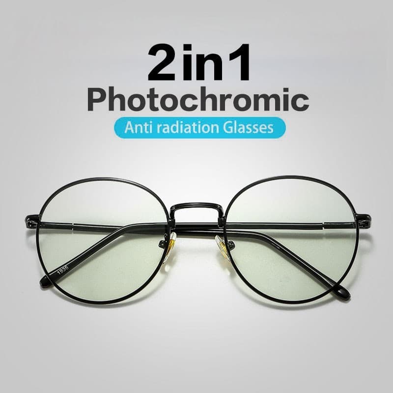 Óculos Fotocrômicos Anti-Raio Azul Radiação Para Computador UNisex Lentes Substituíveis