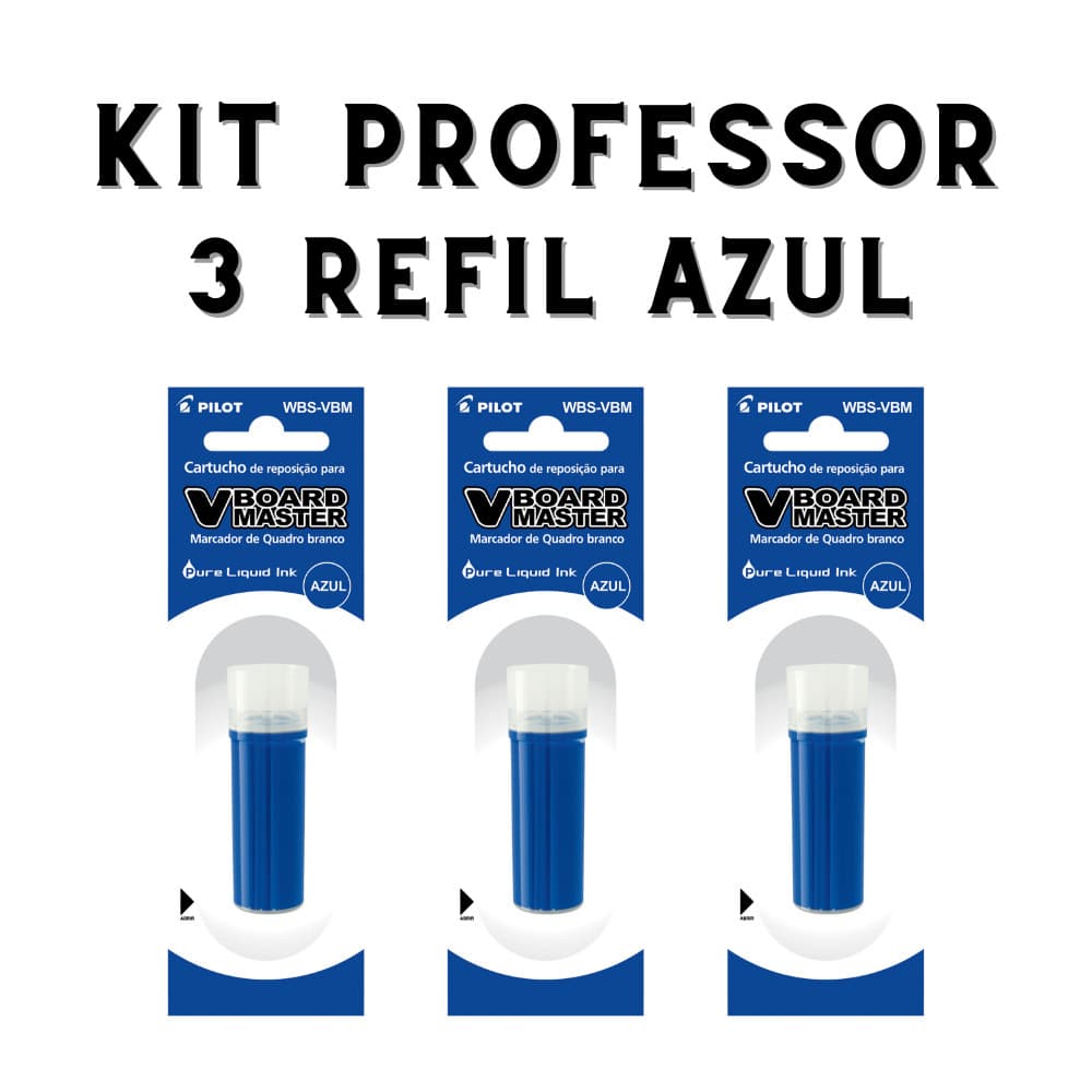 Kit 3 Refis PILOT V-Board Master Azul