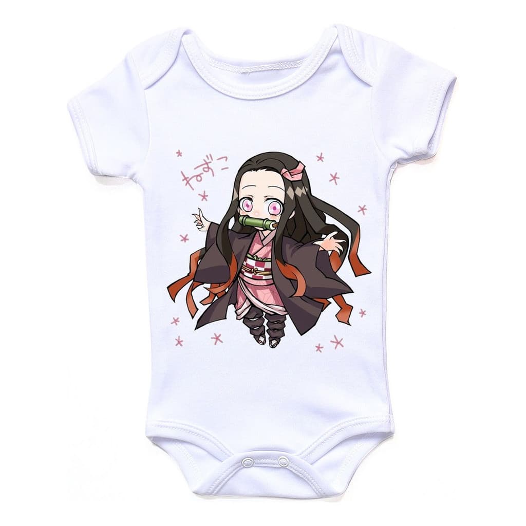 Body Bebê Demon Slayer Kawaii Nezuko Kamado Manga Anime Cute 100% Poliéster - Roupa Infantil Estampada