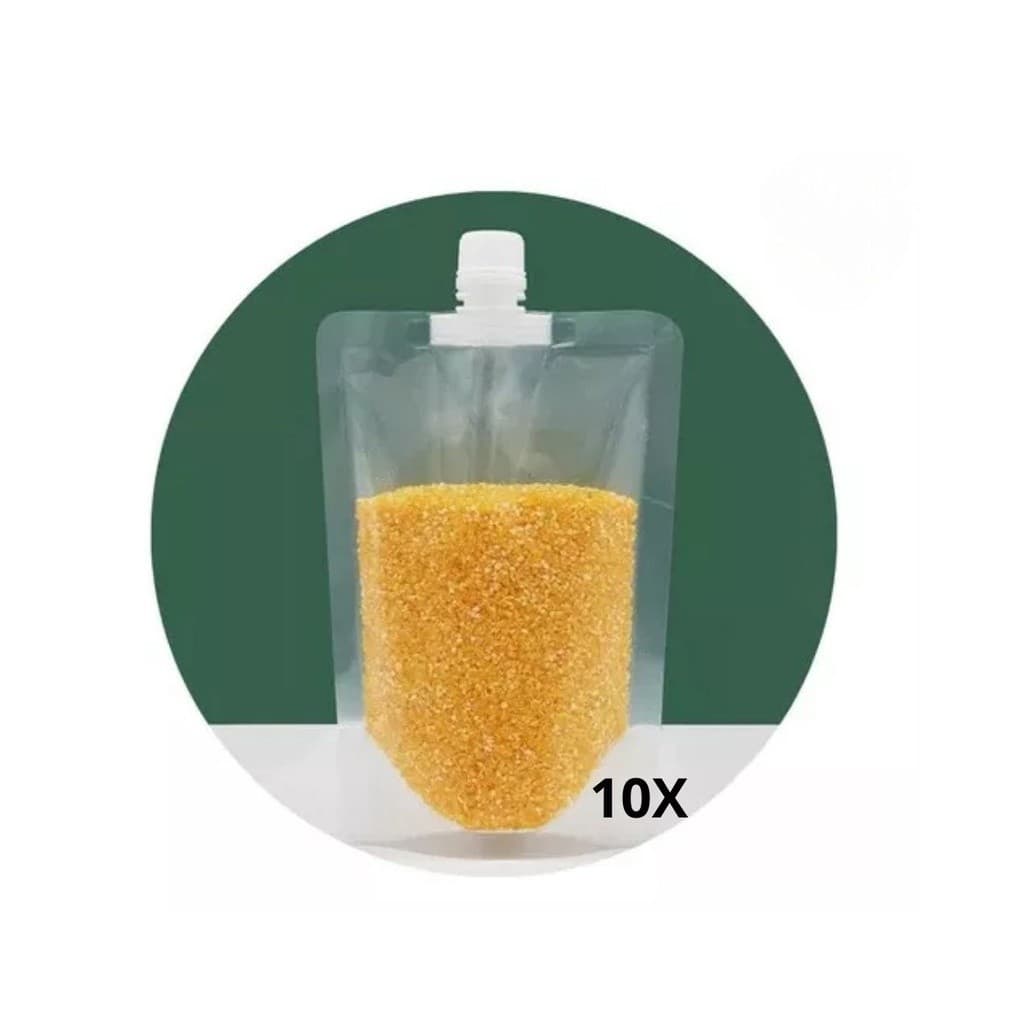 Kit com 10 Sacos com Tampa para Armazenar Liquidos Bebidas e Grãos de 500ml