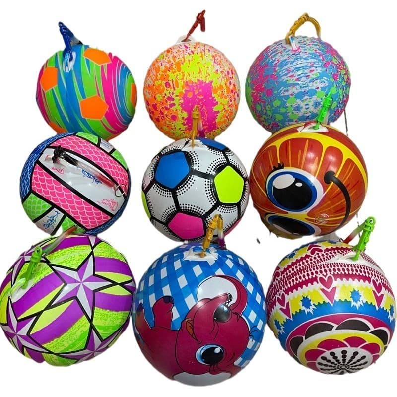 10 Un Bola Com Cordã Borracha Vinil Mola 23cm Brinquedo