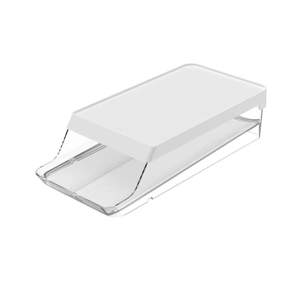 Porta Ovos Roll Organizador Geladeira com Tampa Empilhável 14 Ovos Livre de BPA Branco