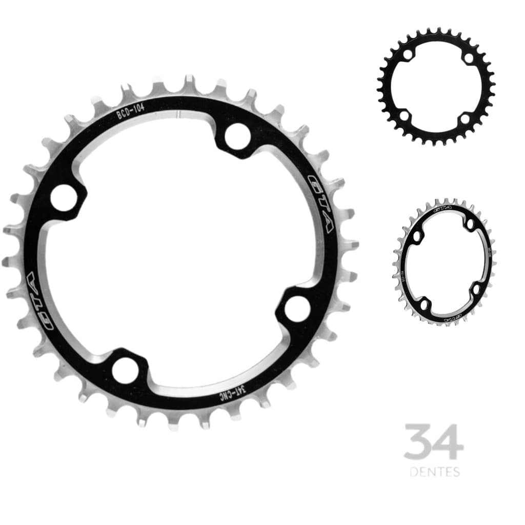 Coroa single narrow wide 34 dentes Aluminio - MTB Aro 29 e 26