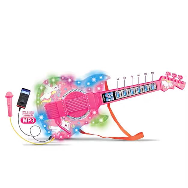 Brinquedo Guitarra Musical Unicórnio  Com Óculos e Microfone