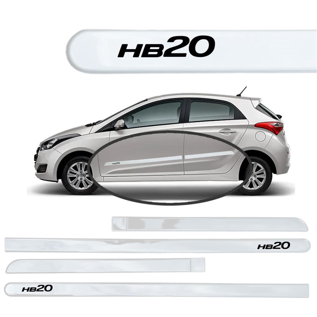 Jogo Friso Hatch Hyundai HB20 Branco Atlas 2020 até 2025