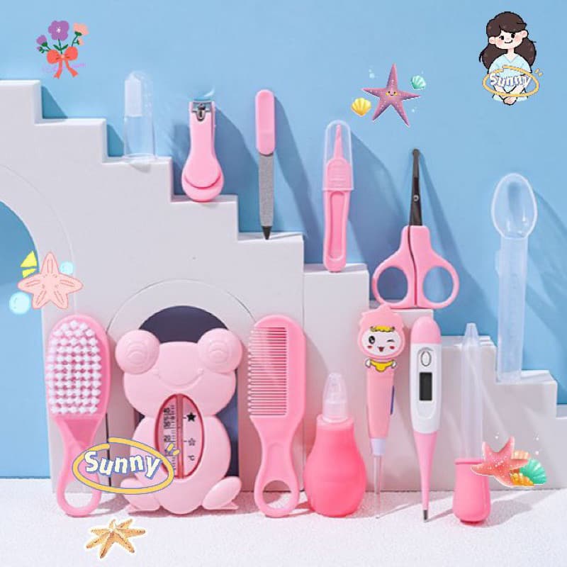 Bolsa Com Kit Para Cuidados De Higiene E Saúde Do Seu Bebê Com 13 Peças Contém Termômetro Escova Cortador