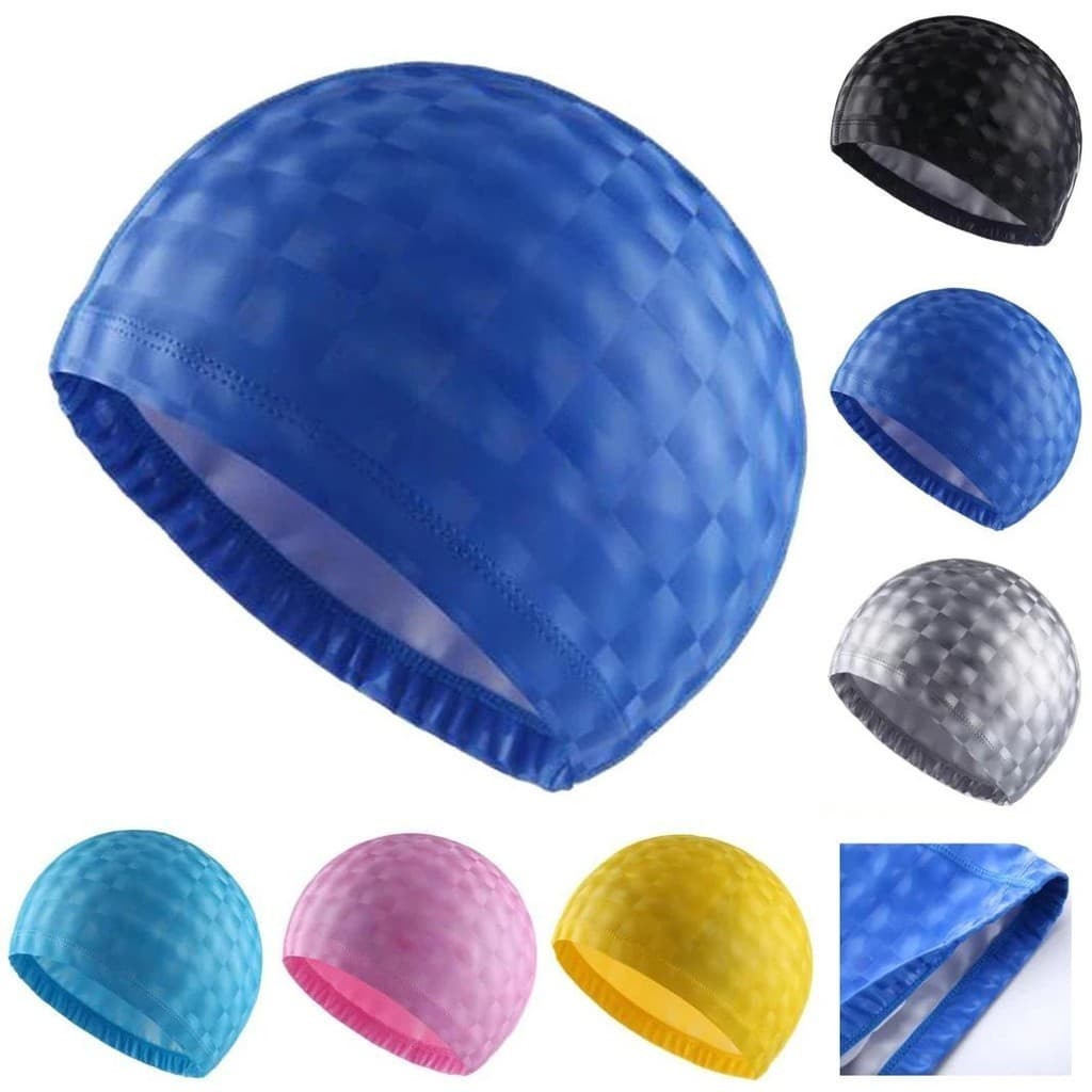 Bonés De Banho Em Tecido PU Homens Mulheres Chapéu De Piscina Crystal Water Cube Grades À Prova D'água Orelhas De Proteção Para Cabelos Longos Acessórios Esportivo