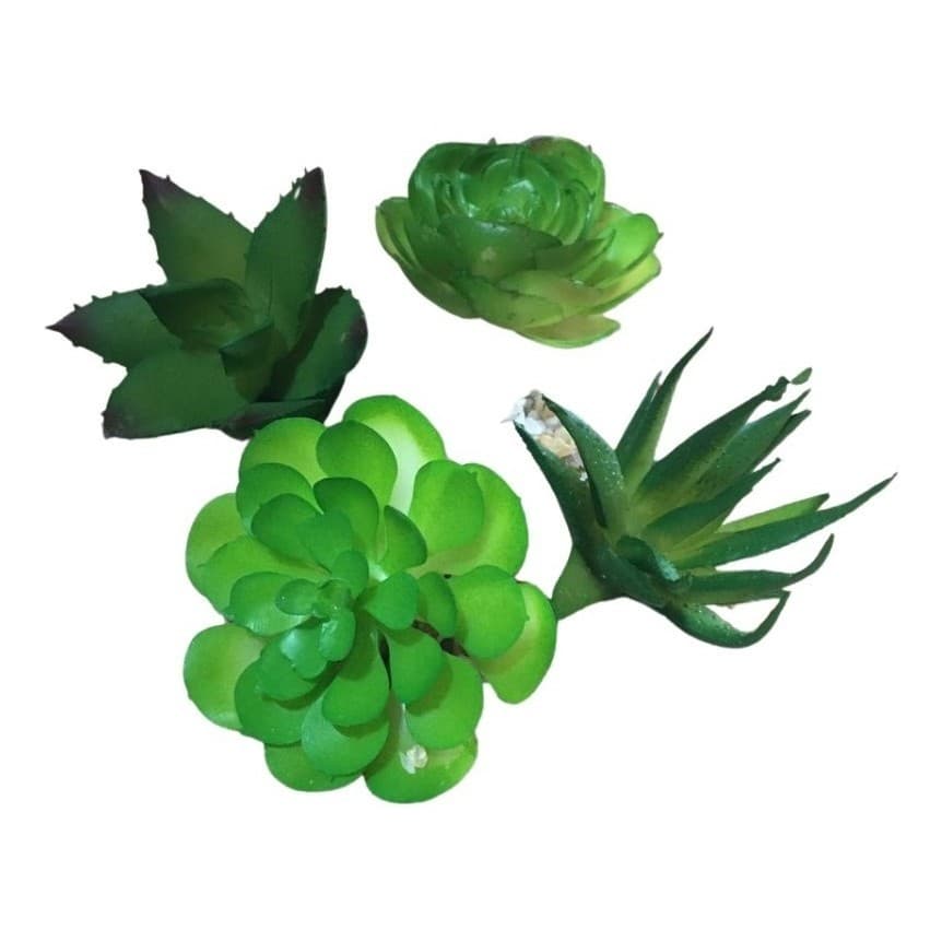 4 Suculentas Artificiais Plantas E Cactos Pequenos p/ Terrário - Sem vaso